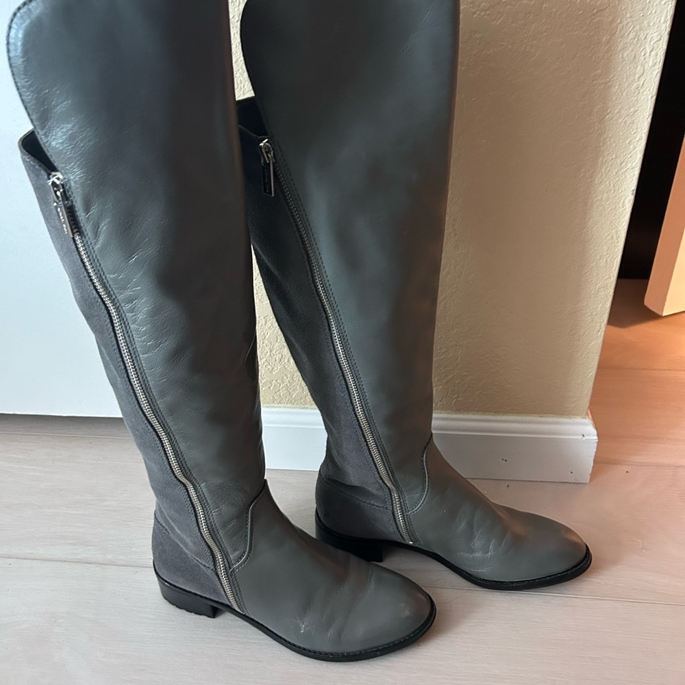 Michael Kors Leather Gray Over the Knee Boots